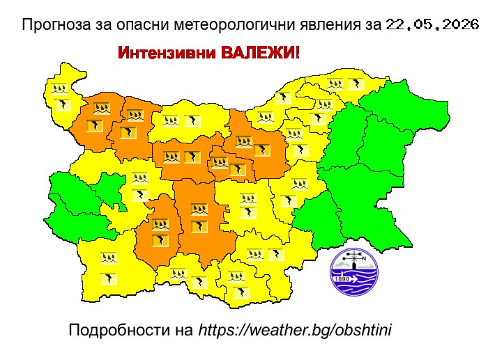 Забележителности | Оранжев код за интензивни валежи на 22 май във Великотърновска област