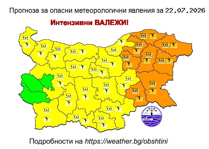 Забележителности | Обилни валежи и градушки се очакват в сряда!